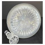 LR - Vintage Edinburgh Scotland Crystal Decanter with Stopper, 6 Glasses and Half Round Wooden Tray