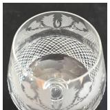 LR - Vintage Edinburgh Scotland Crystal Decanter with Stopper, 6 Glasses and Half Round Wooden Tray