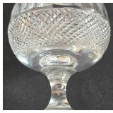 LR - Vintage Edinburgh Scotland Crystal Decanter with Stopper, 6 Glasses and Half Round Wooden Tray