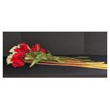 LR - Collection of Long-Stem Artificial Red and White Flowers, 3 Feet Length