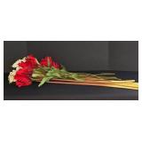 LR - Collection of Long-Stem Artificial Red and White Flowers, 3 Feet Length