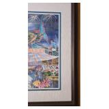 LR - Framed Asian Market and Harbor Artwork, Signed
