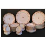 K - Antique "CH Field Haviland Limoges" Porcelain Dinnerware Set with Gold Floral Trim - 27 Pieces
