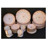 K - Antique "CH Field Haviland Limoges" Porcelain Dinnerware Set with Gold Floral Trim - 27 Pieces