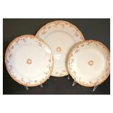 K - Antique "CH Field Haviland Limoges" Porcelain Dinnerware Set with Gold Floral Trim - 27 Pieces