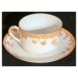 K - Antique "CH Field Haviland Limoges" Porcelain Dinnerware Set with Gold Floral Trim - 27 Pieces