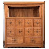 UBR - Carved Wood Apothecary Cabinet with 9 Drawers and Open Shelf