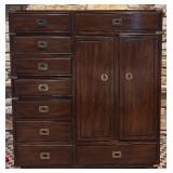 UBR - Vintage Thomasville Wooden Campaign Style Wardrobe / Master Chest