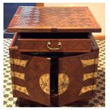 MRB - Vintage Korean End Table by Georgian Furnishing Co. with Brass Accents