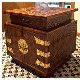 MRB - Vintage Korean End Table by Georgian Furnishing Co. with Brass Accents