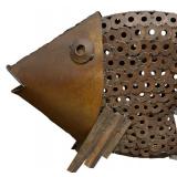 Large Decorative Rustic Style Metal Fish Figurine