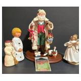 LL-S - Holiday Figurine Collection: Midwest Heritage Santa Pere Noel, Angel Music Box, Caroler Candle Holder