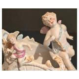 LL-S - Vintage Bisque Shoe Planter with Cherub Figurines
