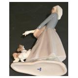 LL-S - Retired Lladro Figurine 4866 Girl with Goose and Dog 1974
