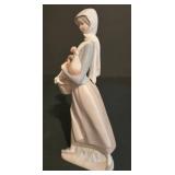 LL-S - Lladro #4591 Retired Porcelain Figurine Girl with Rooster