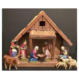 LL-S - Vintage Nativity Scene Set with Stable and Figures