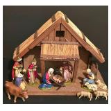LL-S - Vintage Nativity Scene Set with Stable and Figures