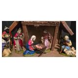 LL-S - Vintage Nativity Scene Set with Stable and Figures