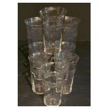 LL-S - Set of 8 Vinage Fostoria Seneca Laurel Wreath Etched Crystal Glasses