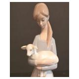 LL-S - Lladro Porcelain Figurine Girl with Lamb