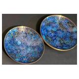 LL-S - Pair of 5-Inch Cloisonne Plates with Blue Floral Design