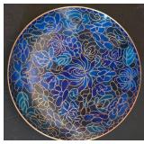 LL-S - Pair of 5-Inch Cloisonne Plates with Blue Floral Design
