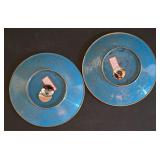 LL-S - Pair of 5-Inch Cloisonne Plates with Blue Floral Design