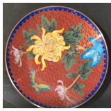 LL-S - Set of 2 Vintage Cloisonné Floral Decorative Plates