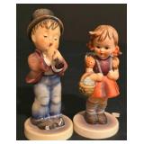 LL-S - Vintage Hummel Figurine Pair: The Flutist #85/0 and School Girl #81/0