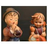 LL-S - Vintage Hummel Figurine Pair: The Flutist #85/0 and School Girl #81/0