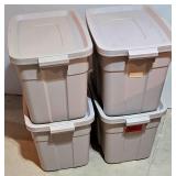 LL-S - Set of 4 Rubbermaid Roughneck 18 Gallon Storage Totes