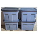 LL-S - Set of 4 Rubbermaid 18 Gallon Roughneck Storage Totes