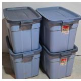 LL-S - Set of 4 Rubbermaid 18 Gallon Roughneck Storage Totes