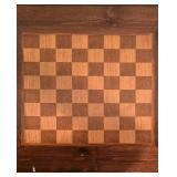 LL-S - Vintage Wooden Game Table with Chess Board and Cup Holders