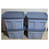 LL-S - Set of 4 Rubbermaid Roughneck 18 Gallon Storage Totes with Lids