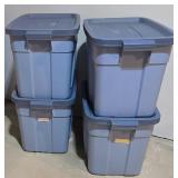 LL-S - Set of 4 Rubbermaid Roughneck 18 Gallon Storage Totes with Lids