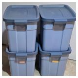 LL-S - Set of 4 Rubbermaid Roughneck 18 Gallon Storage Totes with Lids