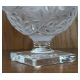 MB - Lalique Elisabeth Frosted Crystal Vase with Bird and Leaf Motif