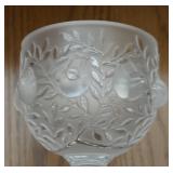 MB - Lalique Elisabeth Frosted Crystal Vase with Bird and Leaf Motif