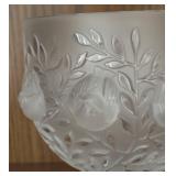 MB - Lalique Elisabeth Frosted Crystal Vase with Bird and Leaf Motif