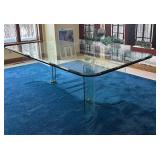 DR - Large Glass Dining Table with Curved Glass Base