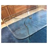 DR - Large Glass Dining Table with Curved Glass Base