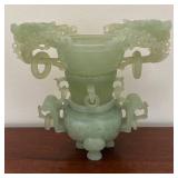 MB - Elaborate Jade Decorative Incense Burner /Censer with Carved Handles