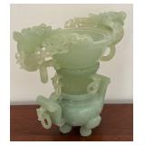 MB - Elaborate Jade Decorative Incense Burner /Censer with Carved Handles