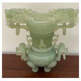 MB - Elaborate Jade Decorative Incense Burner /Censer with Carved Handles