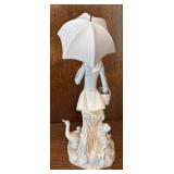 MB - Lladro Girl with Umbrella and Geese Porcelain Figurine
