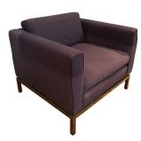 O - Vintage Tuxedo Style Club Chair with Metal Base