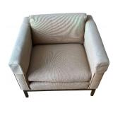 O - Vintage Tuxedo Club Chair with Metal Base