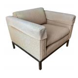 O - Vintage Tuxedo Club Chair with Metal Base