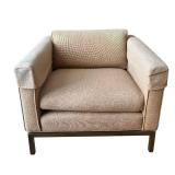 O - Vintage Tuxedo Club Chair with Metal Base